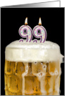 Polka Dot Candles for 99th Birthday in Beer Mug on Black card