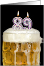 Polka Dot Candles for 89th Birthday in Beer Mug on Black card