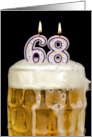 Polka Dot Candles for 68th Birthday in Beer Mug on Black card