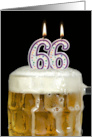 Polka Dot Candles for 66th Birthday in Beer Mug on Black card