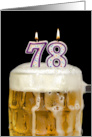 Polka Dot Candles for 78th Birthday in Beer Mug on Black card