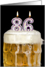 Polka Dot Candles for 86th Birthday in Beer Mug on Black card
