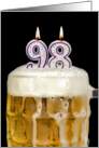Polka Dot Candles for 98th Birthday in Beer Mug on Black card