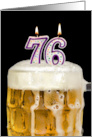 Polka Dot Candles for 76th Birthday in Beer Mug on Black card