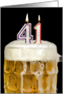 Polka Dot Candles for 41st Birthday in Beer Mug on Black card