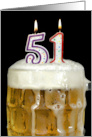 Polka Dot Candles for 51st Birthday in Beer Mug on Black card