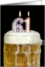 Polka Dot Candles for 61st Birthday in Beer Mug on Black card