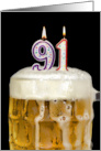 Polka Dot Candles for 91st Birthday in Beer Mug on Black card