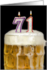 Polka Dot Candles for 71st Birthday in Beer Mug on Black card