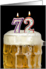 Polka Dot Candles for 72nd Birthday in Beer Mug on Black card
