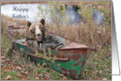 Happy Papa Bear in Rusty Row Boat card