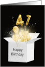 41st Birthday Gold Balloons and Stars Exploding Out of a White Box card