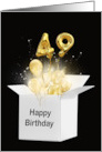 49th Birthday Gold Balloons and Stars Exploding Out of a White Box card