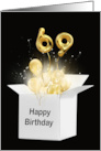 69th Birthday Gold Balloons and Stars Exploding Out of a White Box card