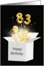 83rd Birthday Gold Balloons and Stars Exploding Out of a White Box card