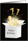 71st Birthday Gold Balloons and Stars Exploding Out of a White Box card