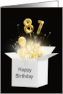 81st Birthday Gold Balloons and Stars Exploding Out of a White Box card