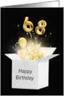 68th Birthday Gold Balloons and Stars Exploding Out of a White Box card