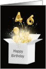 46th Birthday Gold Balloons and Stars Exploding Out of a White Box card