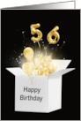 56th Birthday Gold Balloons and Stars Exploding Out of a White Box card