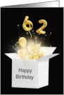 62nd Birthday Gold Balloons and Stars Exploding Out of a White Box card