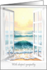 White Open Window With Ocean View For Sympathy card