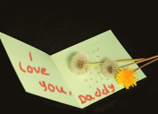 Childs Handwritten Card With Dandelions For Fathers Day Greeting Card
