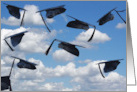 Black Graduation Hats In Sky For High School Graduate card