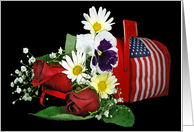 Patriotic Bouquet in Red Mailbox for 4th of July card