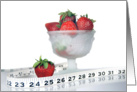 Weight loss encouragement with tape measure and strawberries. card