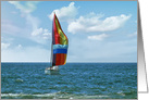 Birthday with colorful spinnaker on sailboat card