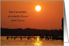 Inspirational-sun glowing over a lake with dock card