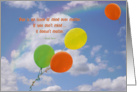 Birthday balloons in a sky with rainbow card