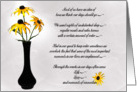 Friendship and support-black-eyed susan bouquet in black vase card