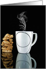 friendship cup of coffee and stack of cookies on black reflection card