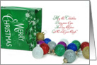 Christmas-ornaments spilling out of gift bags card