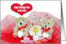 Valentine Teddy Bear Twins with Daisy and Candy Hearts card