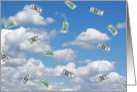 Money floating in the sky card