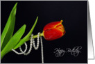 Happy Birthday-tulip with pearls on black card