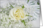Wedding Congratulations white rose bouquet with pearls card