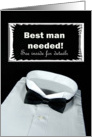 Best Man request-tuxedo shirt with black bow tie card