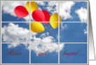Thank you-red and yellow balloons in sky with window frame card