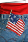 Happy 4th of July American Flag in Blue Jean Pocket card