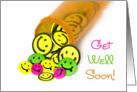 Get well soon smiling pills spilling out of bottle card