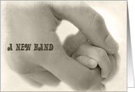 Pending Birth newborn baby’s hand gripping an adult’s hand card