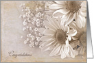 wedding congratulations daisy bouquet with vintage texture effect card