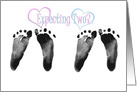 Twins Pregnancy Congratulations, twin baby footprints on white card