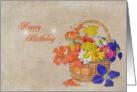 Birthday-basket of summer flowers card