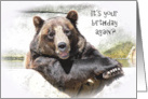 Smiling Birthday Brown Bear in Water card