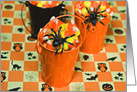 Halloween candy corn in pail with black spider card